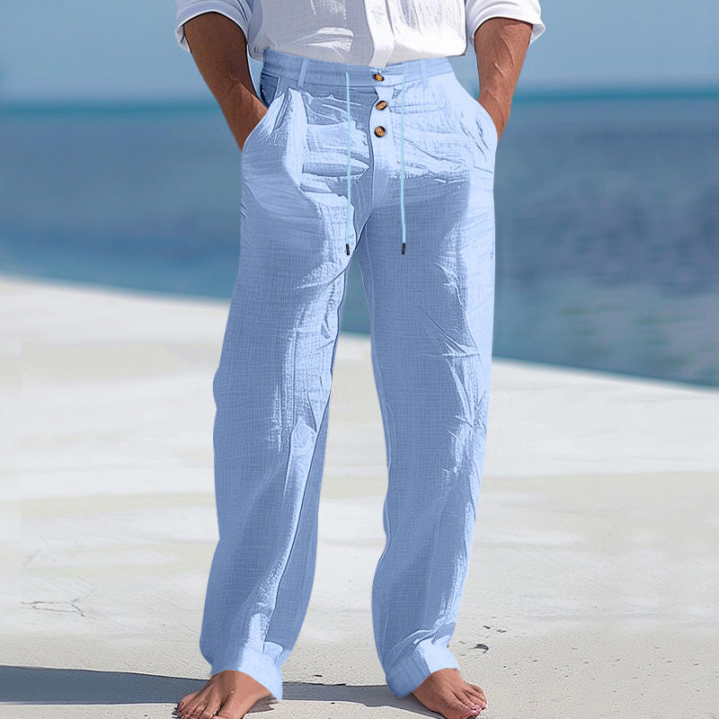 Herren lässige Hose mit hohem Bund und bequemen Taschen