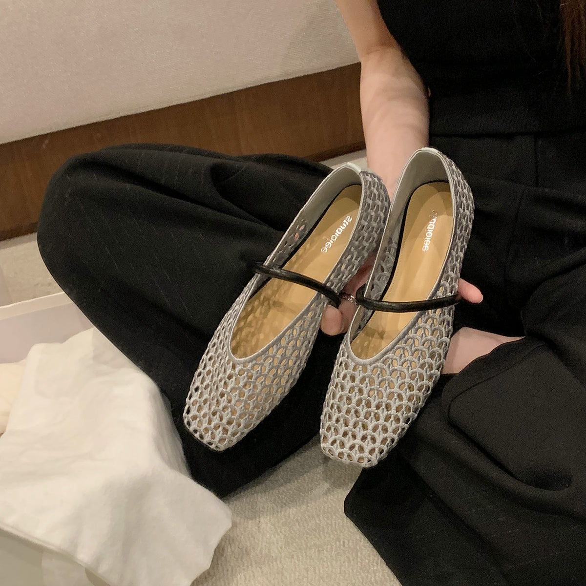 Damen Ballerinas mit strukturiertem Obermaterial und flexiblem Fußbett