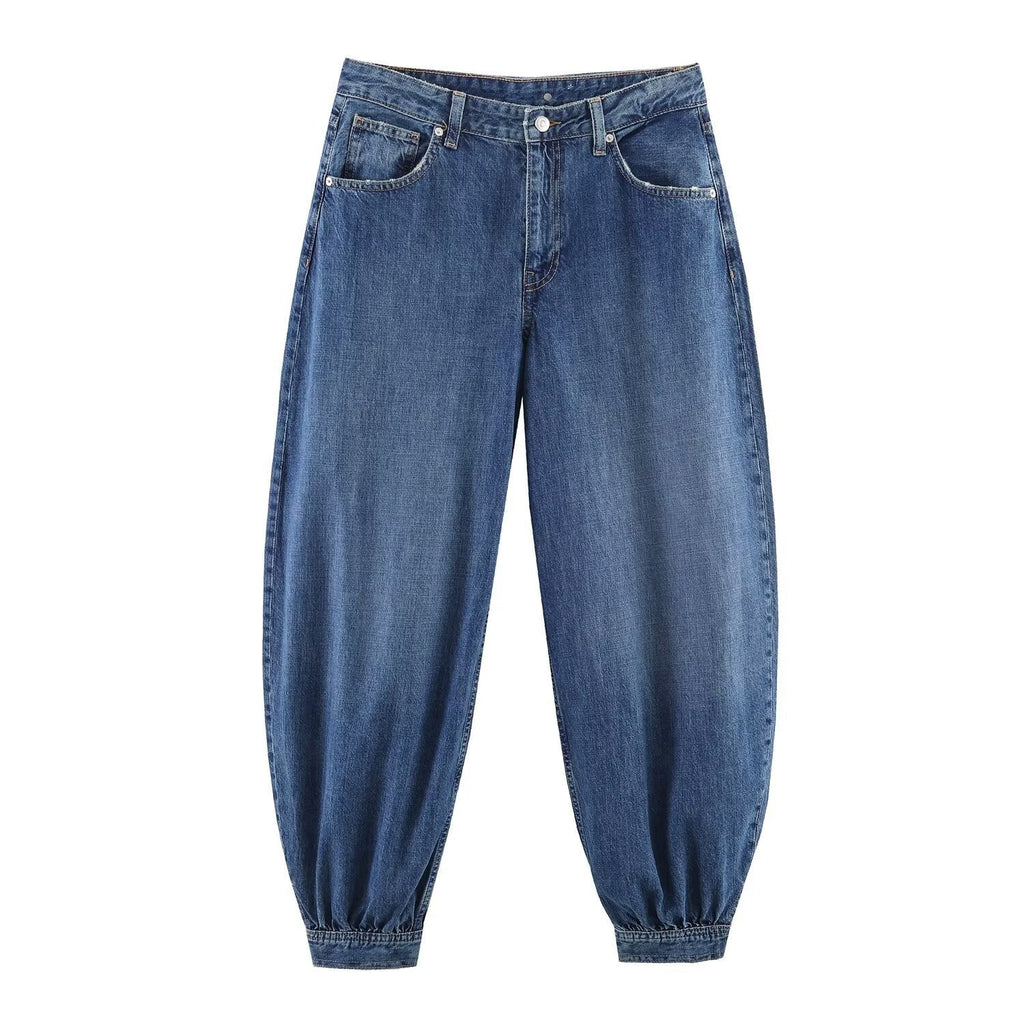 Damen Tapered Jeans mit elastischem Bündchen und bequemer Passform