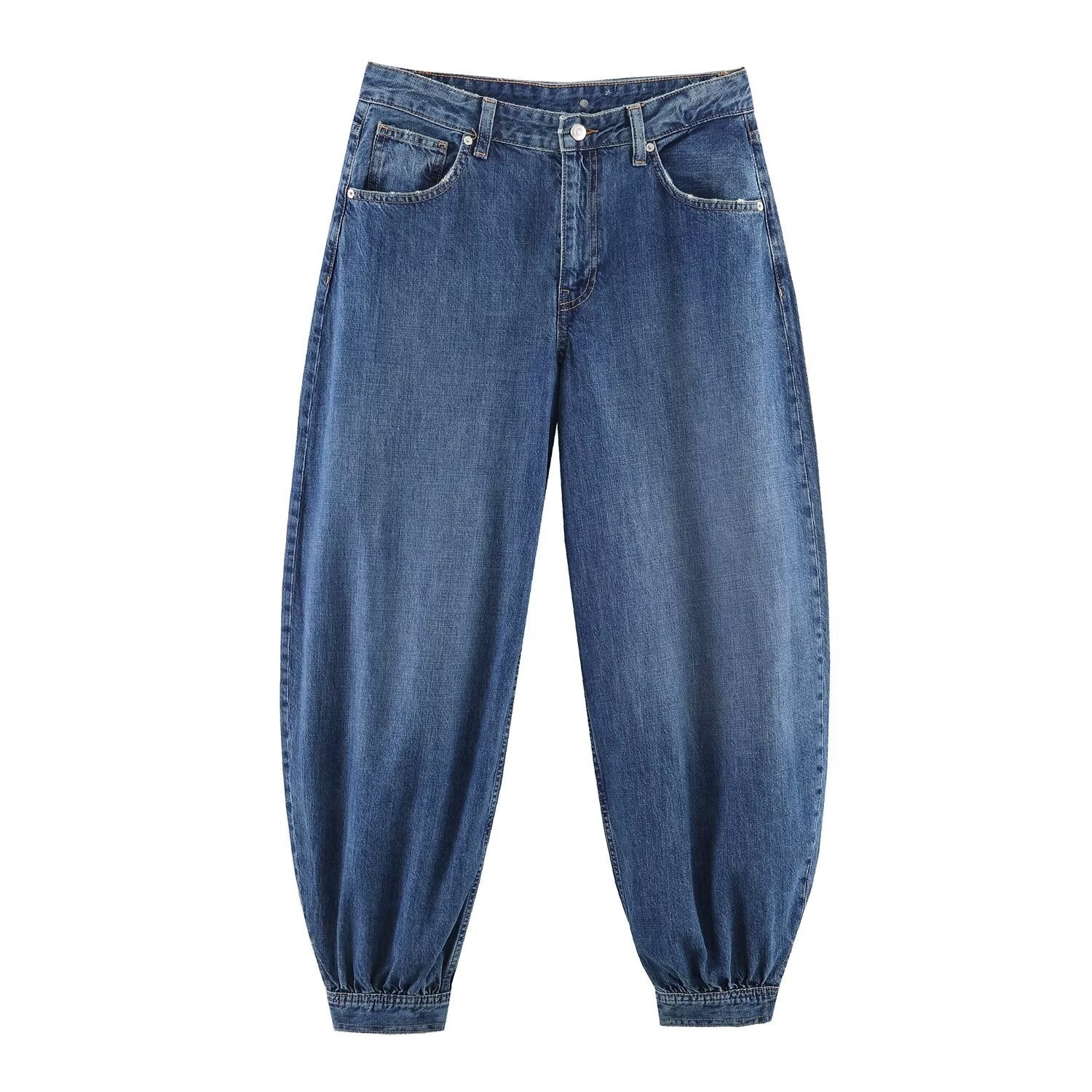 Damen Tapered Jeans mit elastischem Bündchen und bequemer Passform