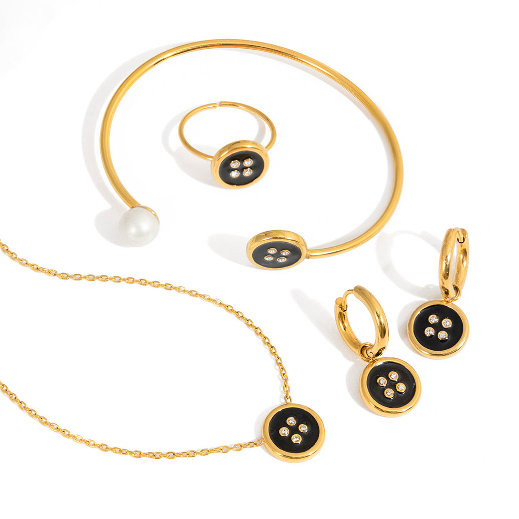 Damen Ohrhänger im eleganten Knopfdesign mit Swarovski-Kristallen Shop Nory