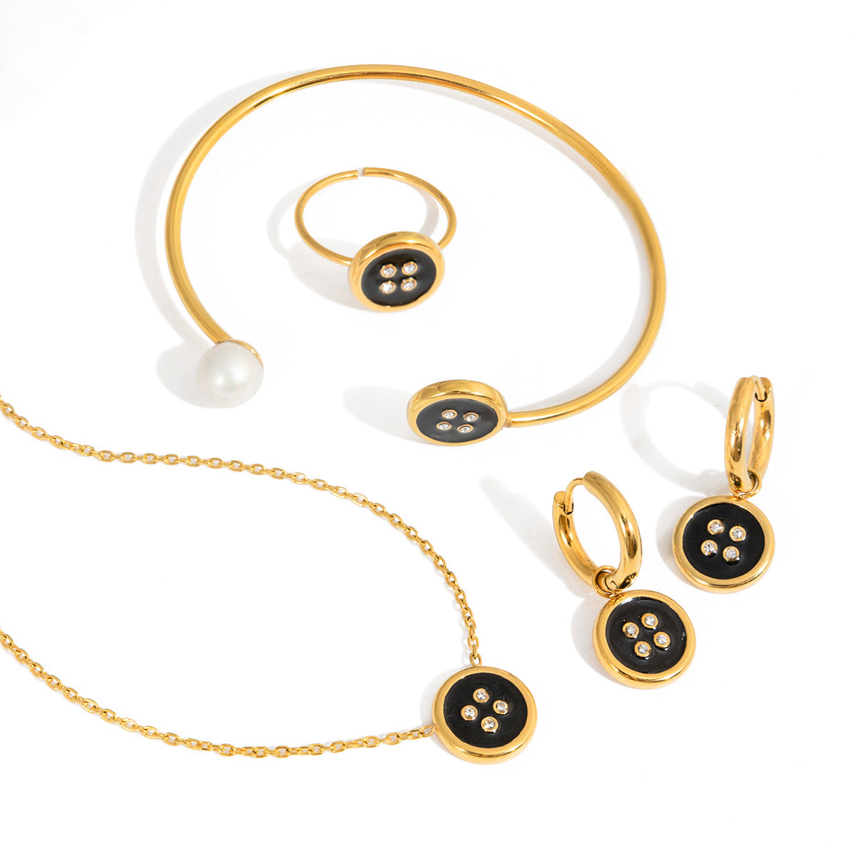 Damen Ohrhänger im eleganten Knopfdesign mit Swarovski-Kristallen Shop Nory