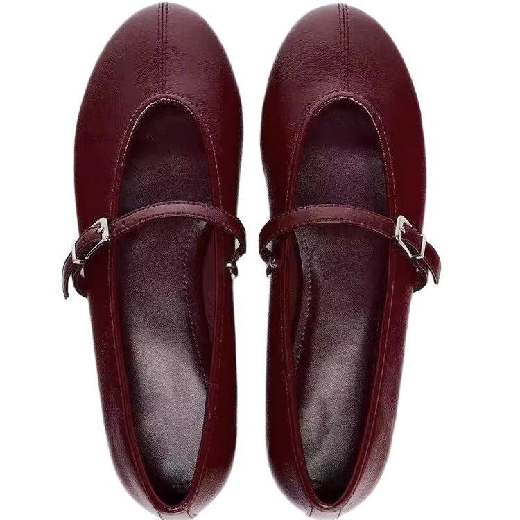 Damen Ballerinas mit verstellbarem Riemen und glänzendem Obermaterial