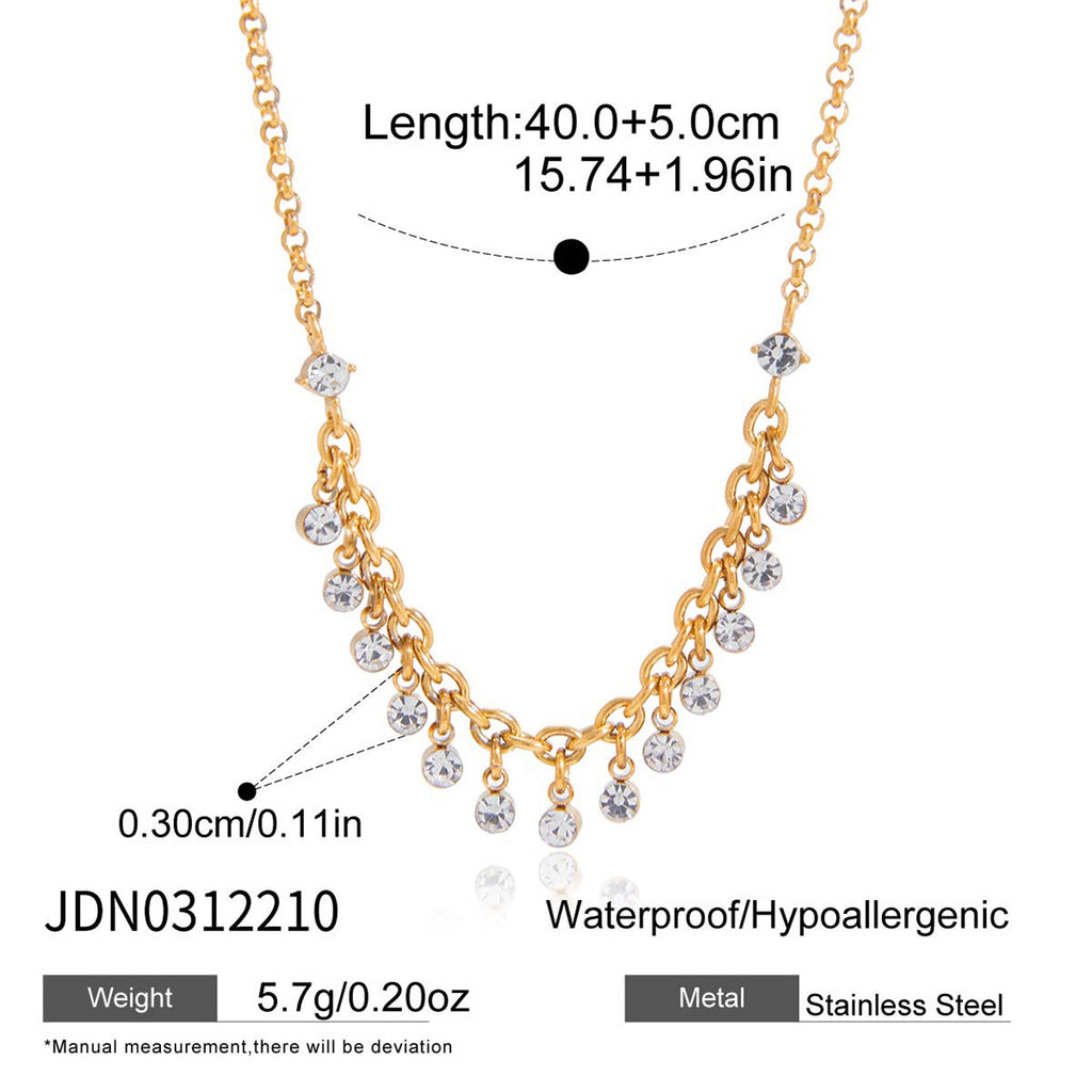 Damen Halskette mit funkelnden Zirkonia-Anhängern und elegantem Kettenmuster Shop Nory