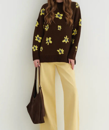 Damen Modischer Pullover mit floralen Mustern