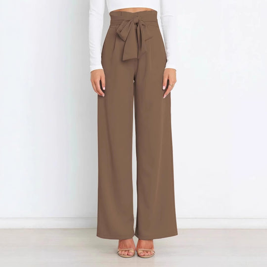 Damen Weite High-Waist Paperbag-Hose mit Bundfalten und Bindegürtel Shop Nory