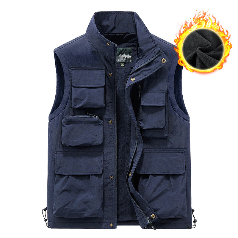 Herren Multifunktionale Outdoor-Utility-Weste mit fleecegefütterter Thermo-Innenlage und Mehrfachtaschen Shop Nory