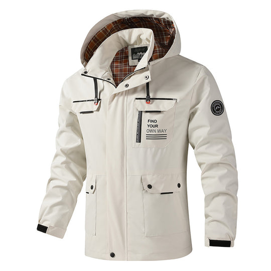Herren Wasserfeste Outdoor-Jacke mit verstellbarer Kapuze