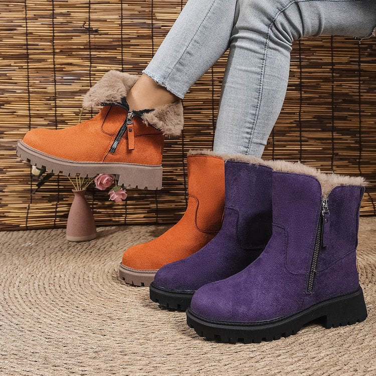 Damen Gefütterte Wildlederoptik Stiefeletten mit Teddyfutter, seitlichem Reißverschluss und profilierter Gummisohle Shop Nory