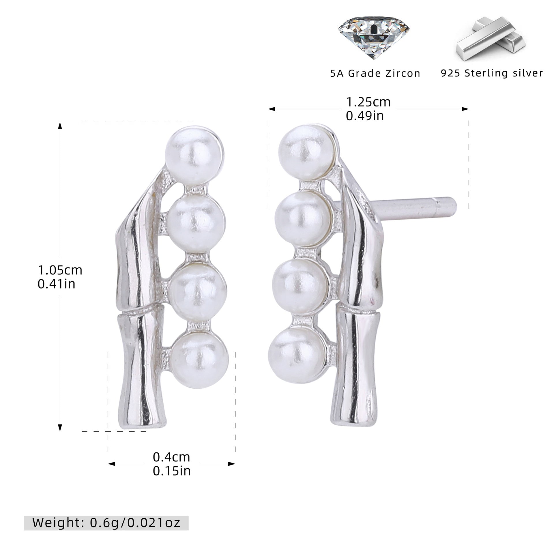 Damen Ohrstecker mit elegantem Perlen- und Zirkon-Design Shop Nory