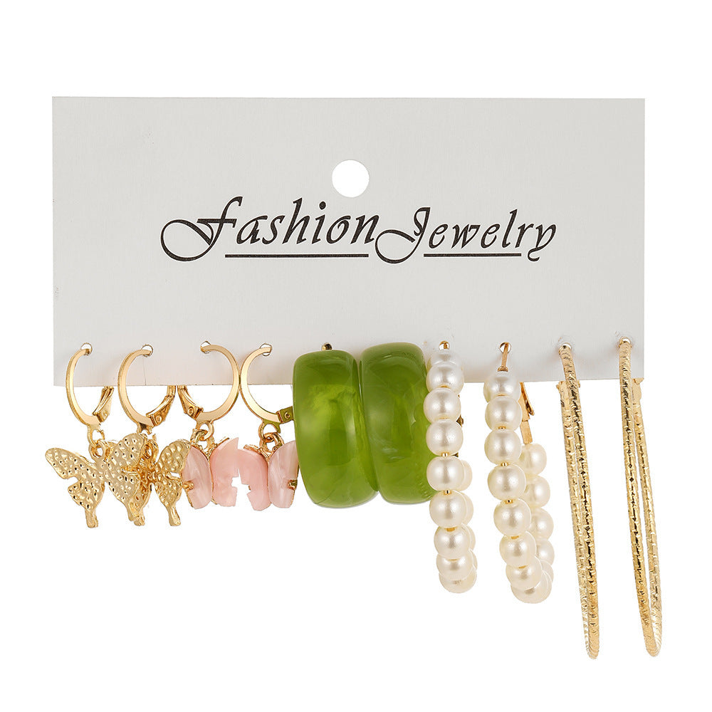 Damen Ohrringe-Set mit floralem Schmetterlings- und Herz-Design Shop Nory