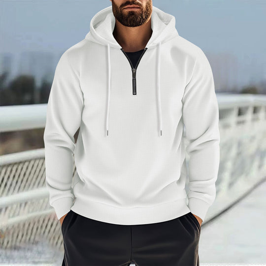 Herren nan Kapuzenpullover mit halbem Reißverschluss und feiner Waffelstruktur Shop Nory