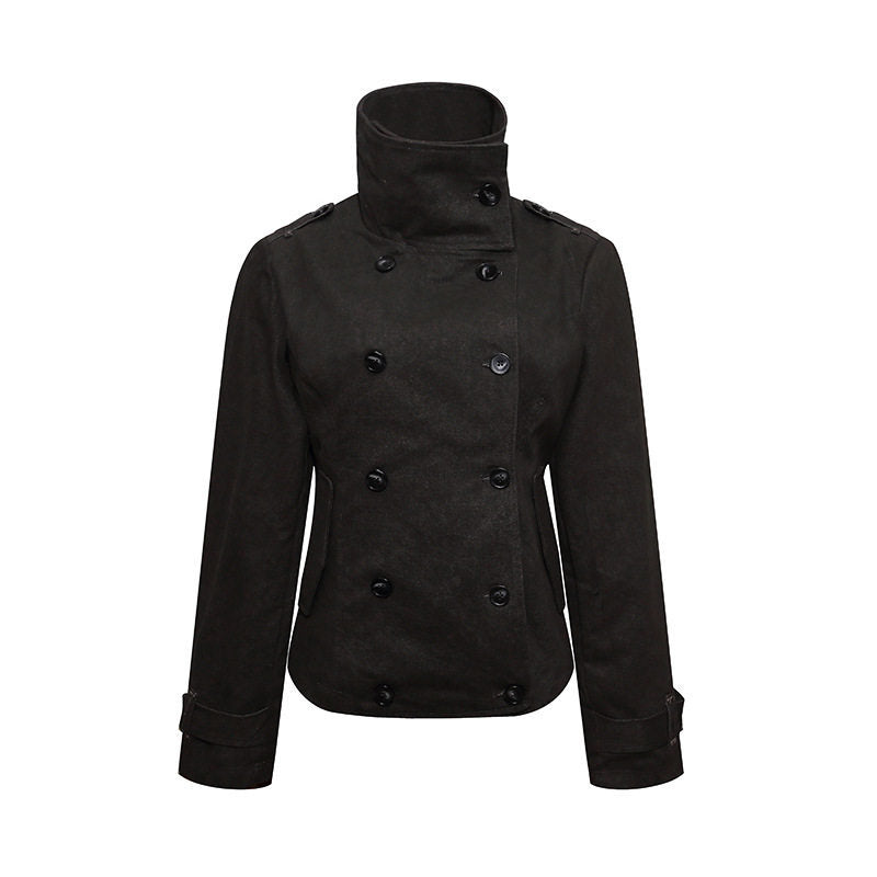 Damen Kurze Doppelreihige Cabanjacke mit Stehkragen und Taillierung Shop Nory