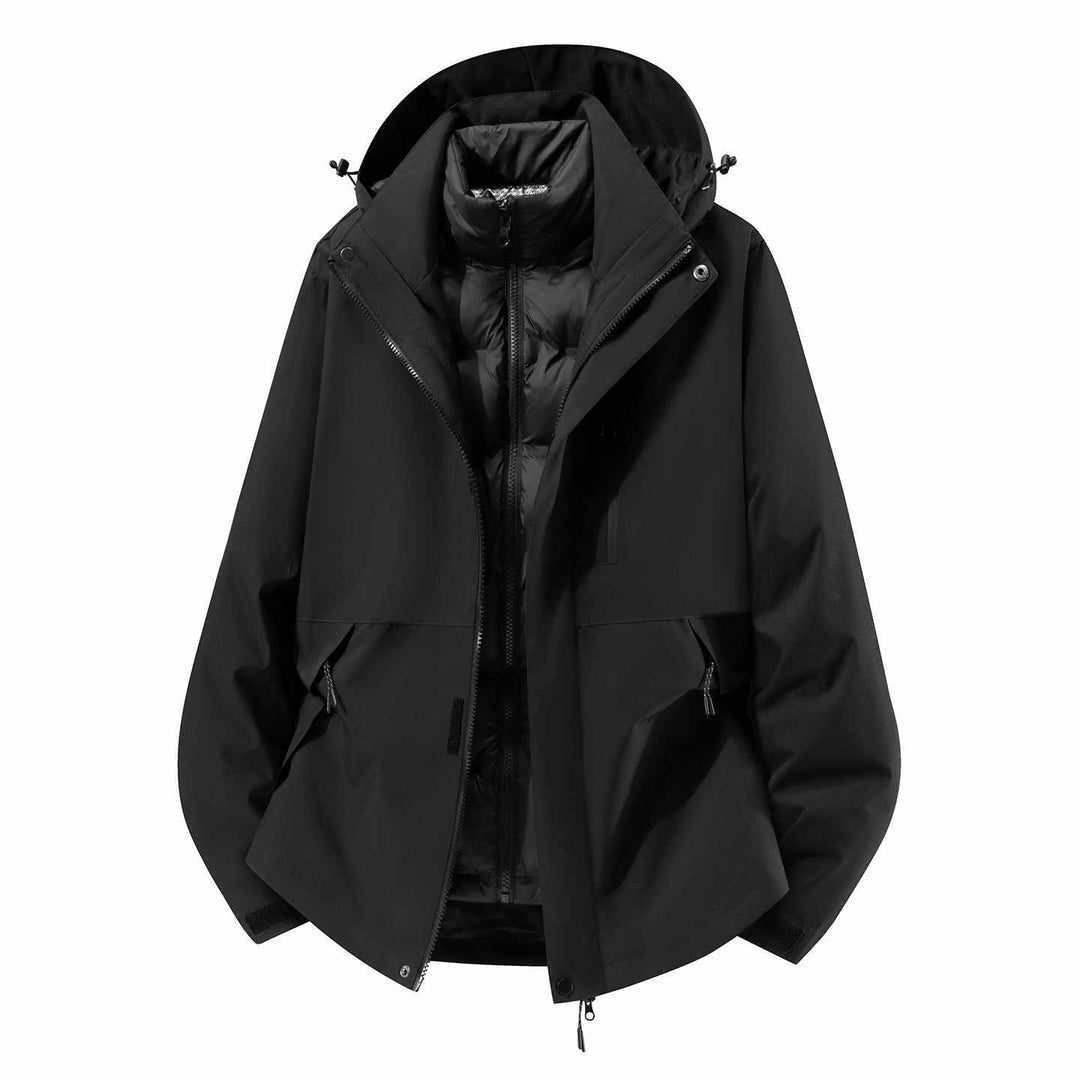 Herren Wasserfeste dreiteilige Winterjacke mit abnehmbarer Daunen-Innenjacke und Kapuze Shop Nory