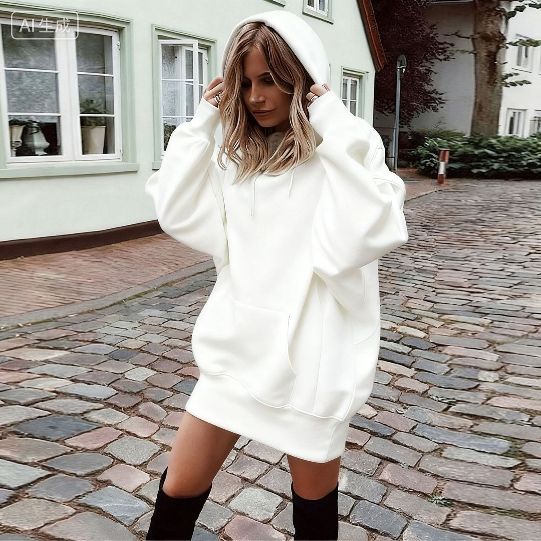 Damen Oversize Kapuzenkleid mit Kängurutasche Shop Nory