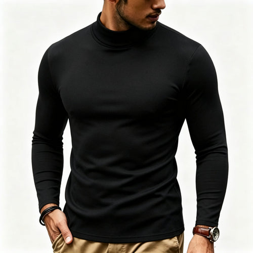Herren Enganliegender Rollkragenpullover in Slim-Fit aus Baumwoll-Elasthan Shop Nory
