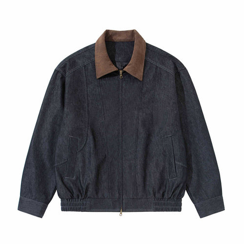 Herren Boxy-Denim-Blousonjacke mit Wildlederkragen und elastischem Saum Shop Nory