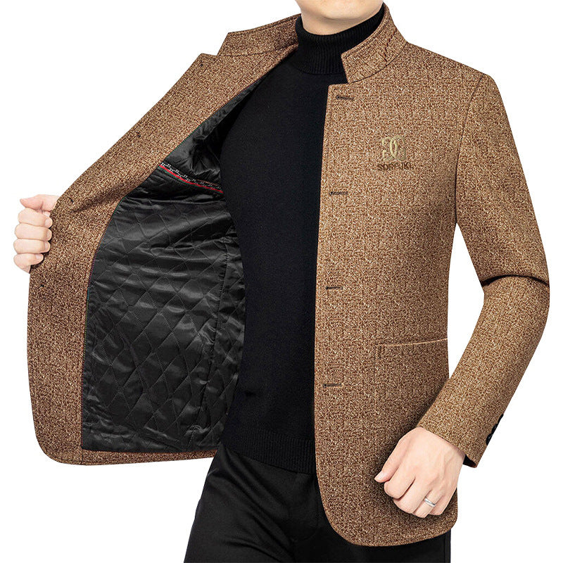 Herren Moderner Stehkragen-Blazer im Travel-Stil mit wattierter Innenfütterung Shop Nory