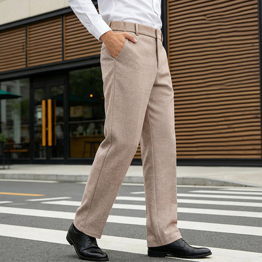 Herren Elegante gerade Tailoring-Hose mit Bügelfalte und feiner Fischgrätstruktur Shop Nory