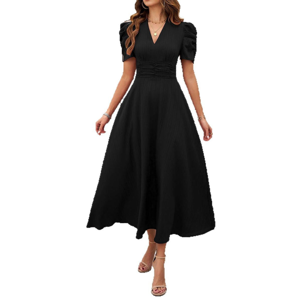 Damen Maxikleid mit elegant verarbeiteten Puffärmeln und taillierter Silhouette Shopnory
