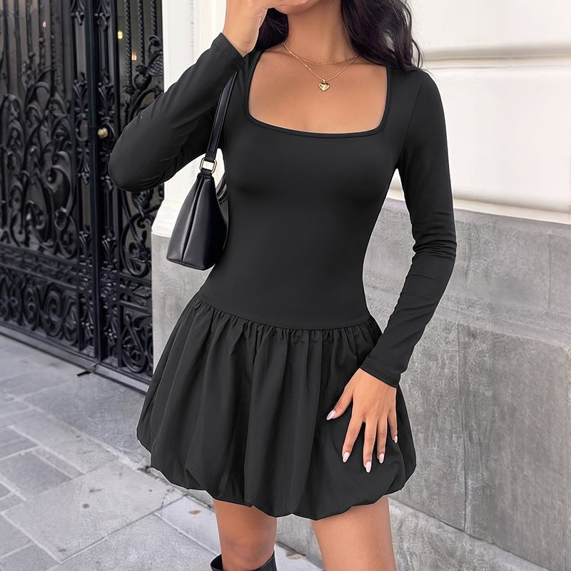 Damen Verspieltes Puffrockkleid mit langen Ärmeln Shop Nory