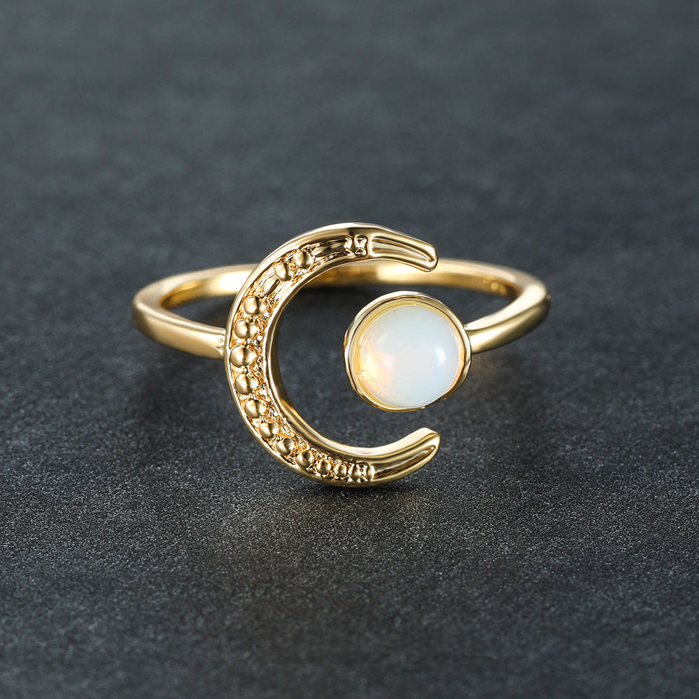 Damen Ring mit Mondmotiv und Opalstein Shop Nory