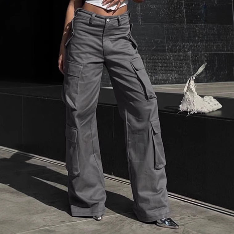 Damen Cargo-Hose mit breitem Schnitt und funktionalen Taschen