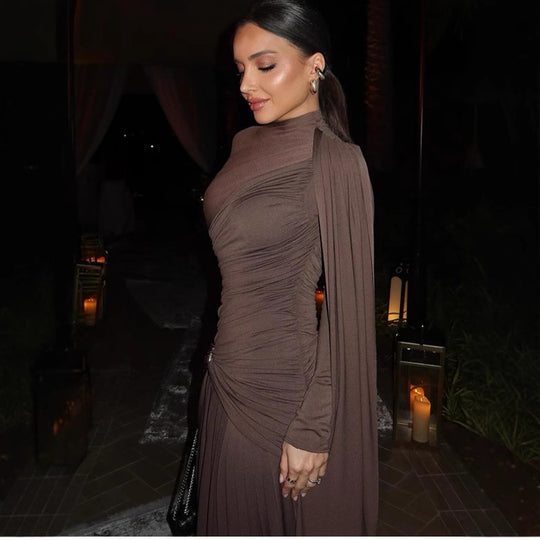 Damen Figurbetontes Abendkleid mit asymmetrischer Drapierung, gerafftem Oberteil und langer Drapé‑Schleife Shop Nory