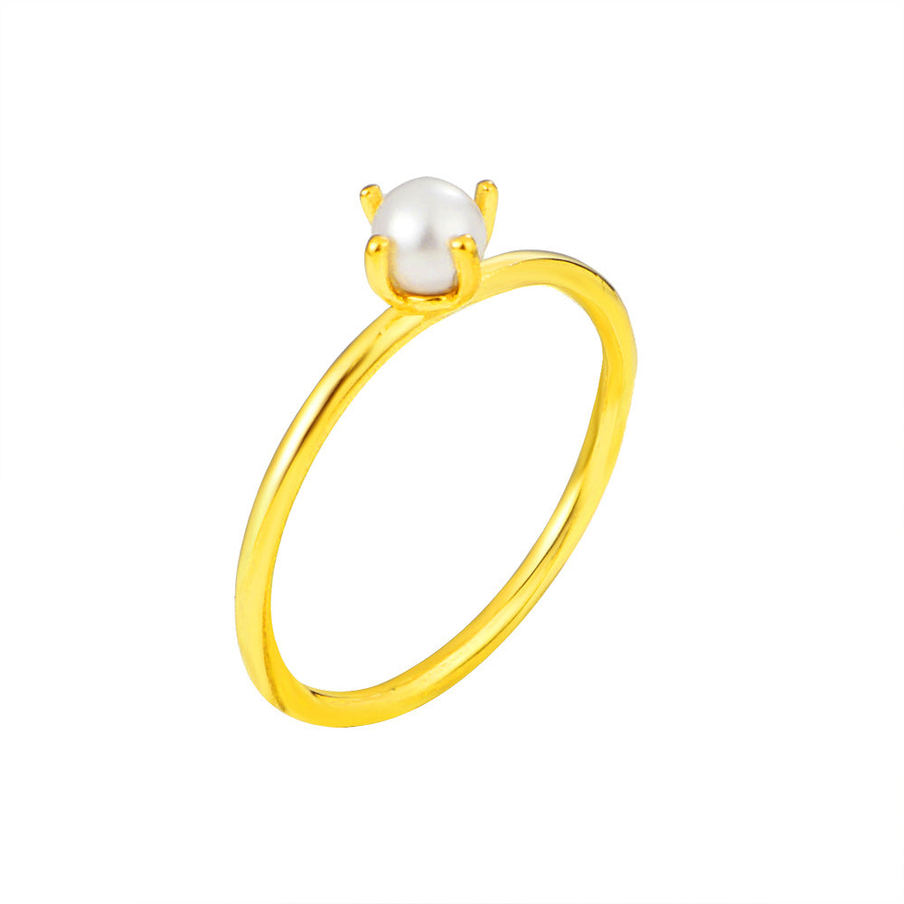 Damen eleganter Ring mit dezentem Perlenakzent Shop Nory
