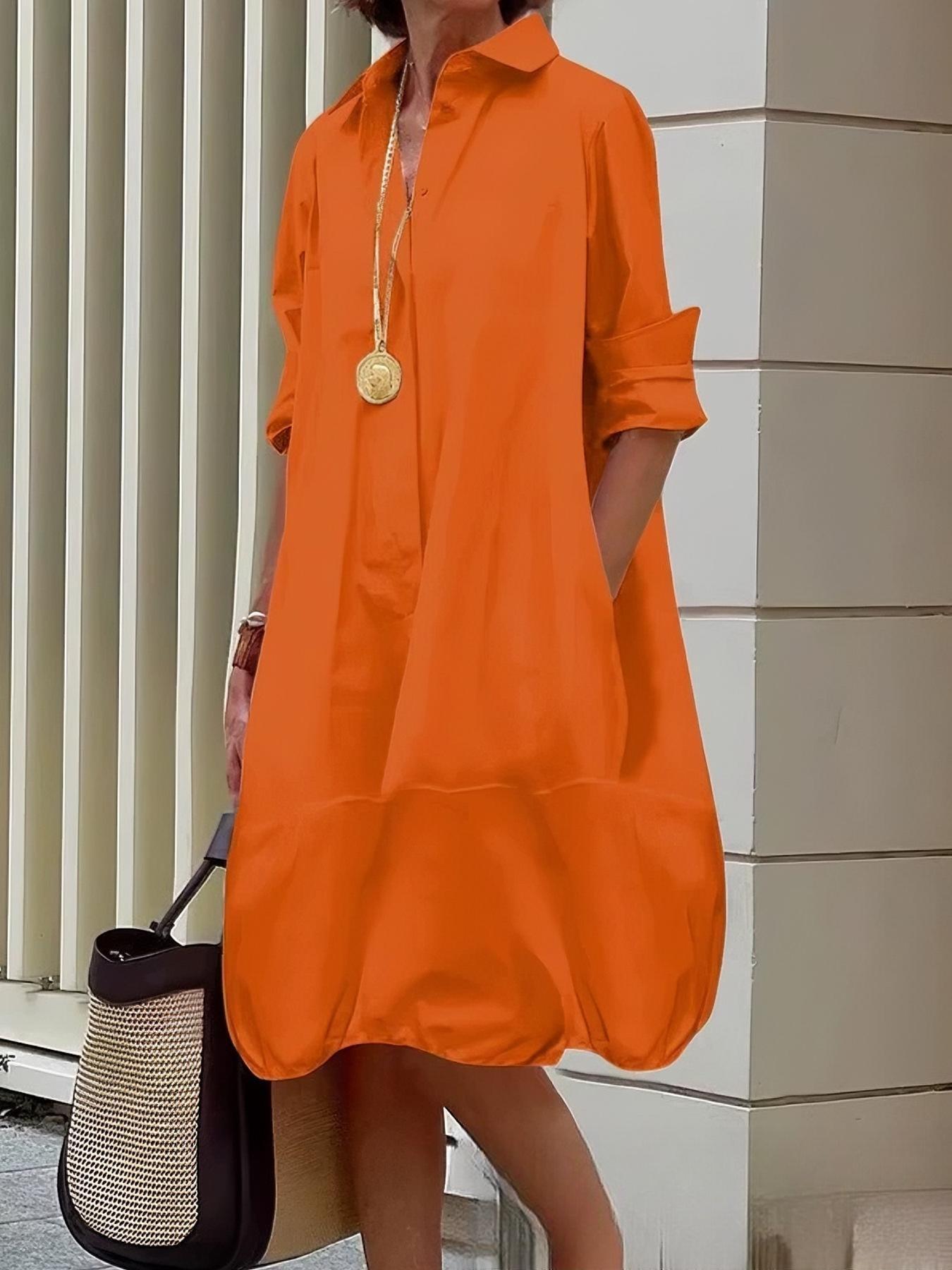 Damen Lässiges Hemdblusenkleid mit weit geschnittenem Saum ShopNory