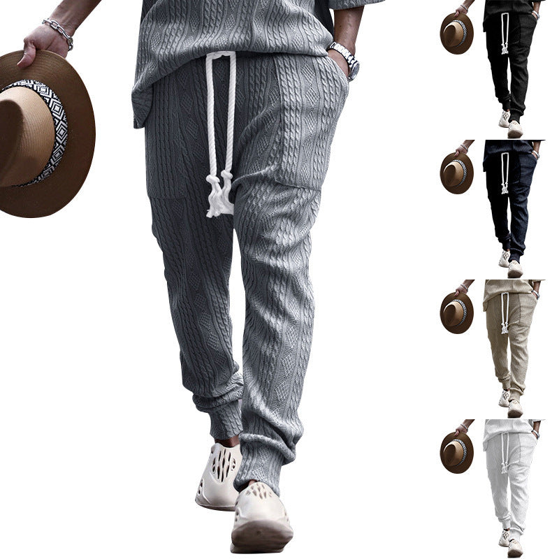Herren Strukturierte Strick-Jogginghose mit Kordelzug, Zierkordel & elastischen Knöchelbündchen Shop Nory