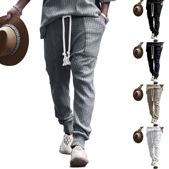 Herren Strukturierte Strick-Jogginghose mit Kordelzug, Zierkordel & elastischen Knöchelbündchen Shop Nory