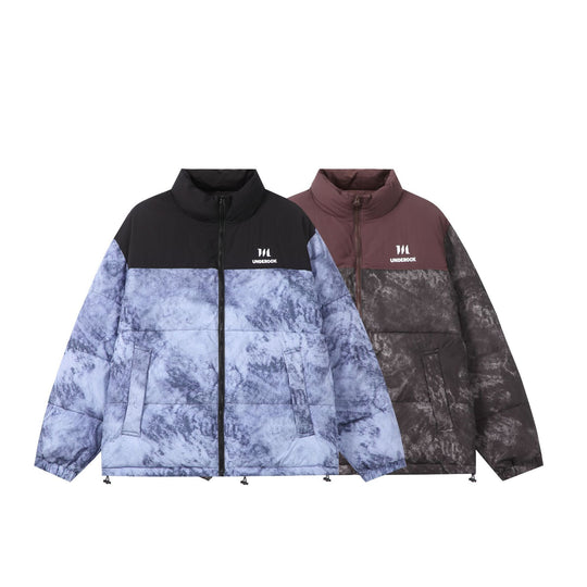 Unisex Gefütterte Boxy‑Isolationsjacke mit Marmoreffekt und hohem Stehkragen Shop Nory