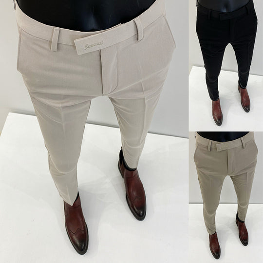 Herren schlanke elegante Anzughose mit Stretchbund, Bügelfalte und schmal zulaufendem Bein Shop Nory