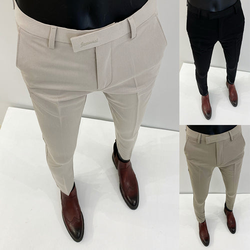 Herren schlanke elegante Anzughose mit Stretchbund, Bügelfalte und schmal zulaufendem Bein Shop Nory