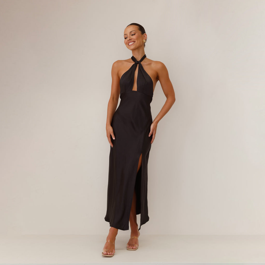 Damen Langkleid mit elegantem Wickeldesign und schickem Schlitz