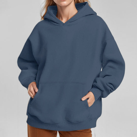 Damen nan lockerer Kapuzenpullover aus French Terry mit tiefer Schulterpassform und Kängurutasche Shop Nory