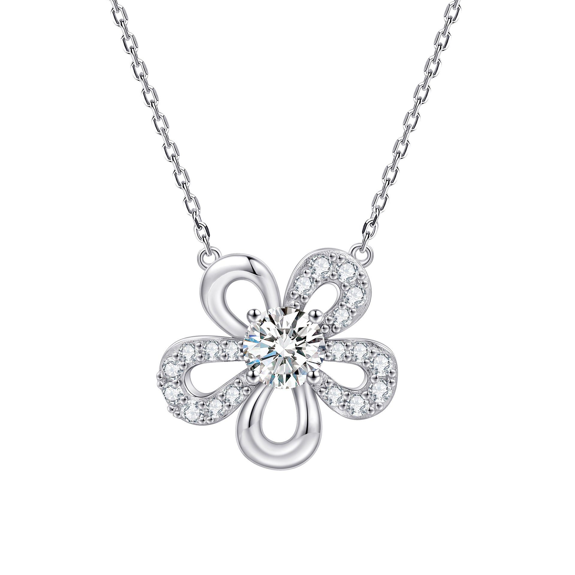 Damen Halskette mit floralem Design und funkelndem Zirkonia-Besatz Shop Nory