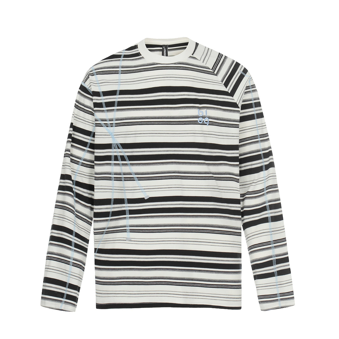Unisex Gestreiftes Langarmshirt mit kontrastierenden Ziernähten Shop Nory