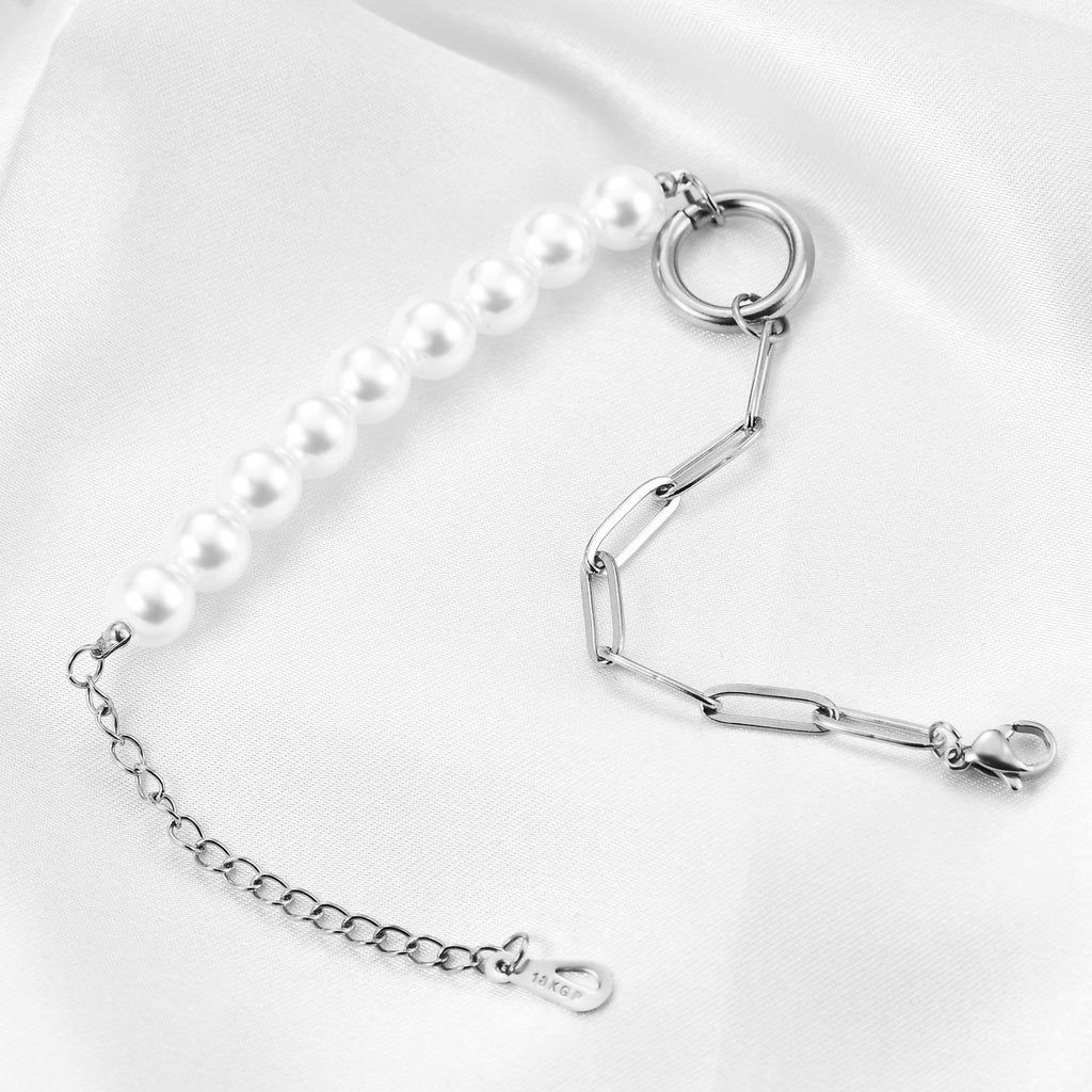 Damen Armband mit Perlenakzenten und modernen Kettengliedern Shop Nory