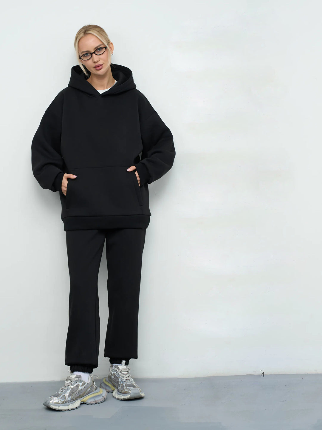 Damen großzügiger Kapuzenpullover Oversize mit Kängurutasche und weichem French-Terry Shop Nory