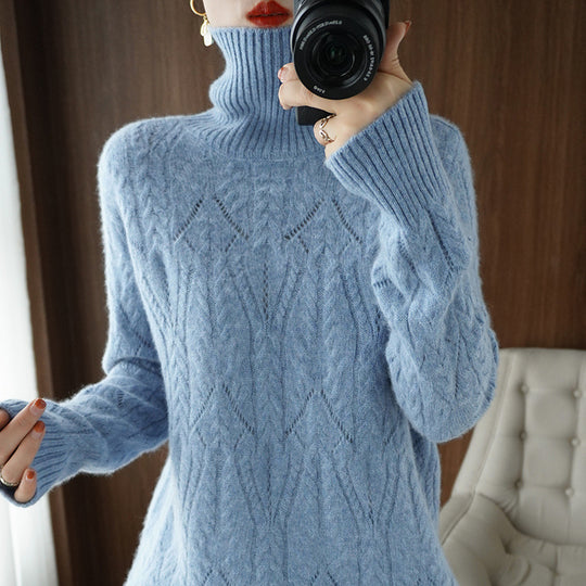 Damen Weicher Mohair‑Optik Oversize‑Rollkragenpullover mit Ajour‑Zopfstruktur Shop Nory