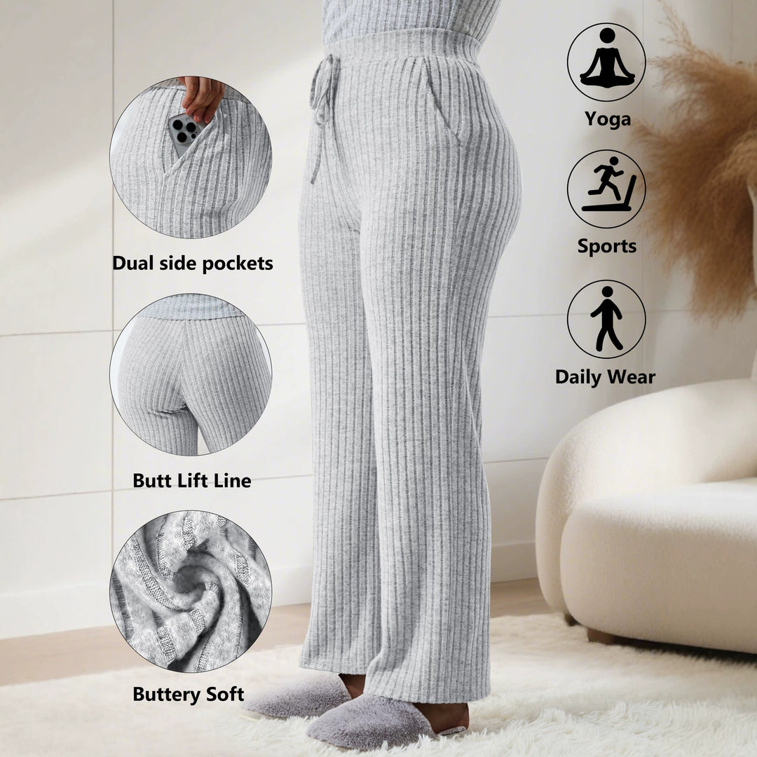 Damen Komfort-Strickhose mit weitem Bein und Kordelzug Shopy Nory