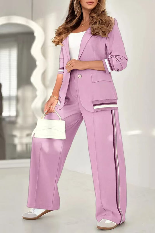 Damen Zweiteiler-Blazer mit weitem Hosenbein und kontrastierenden Seitenstreifen Shop Nory