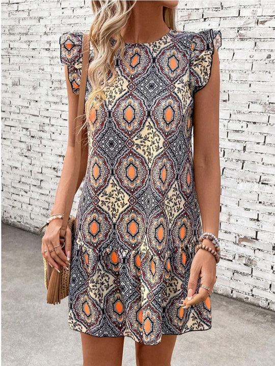 Damen kurzes Sommerkleid mit Rüschendetails Shopnory