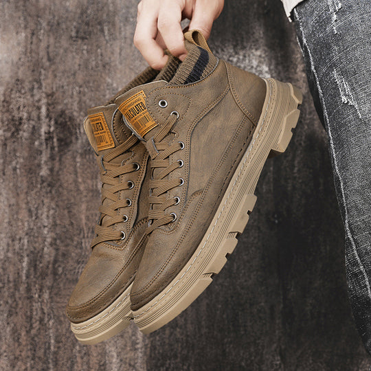Herren lederoptik High-Top City-Boot Sneaker mit gestricktem Schaftkragen und stoßdämpfender Profilsohle Shop Nory