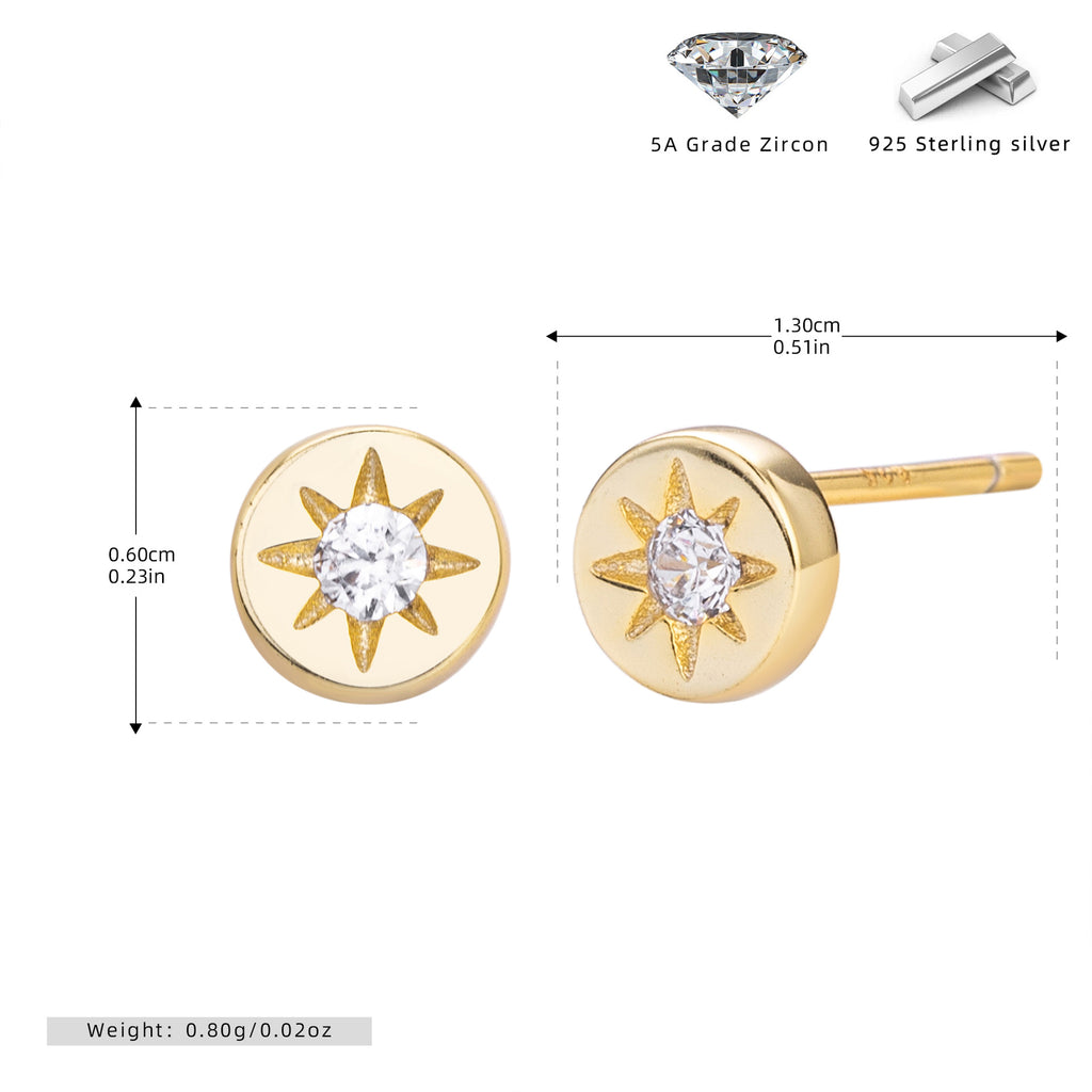 Damen Ohrstecker mit strahlendem Sonnenmotiv aus hochwertigem 925 Sterling Silber Shop Nory