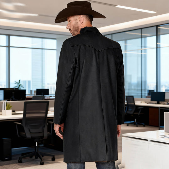 Herren Mantel aus Wollmischung im Westernstil mit Stehkragen und Pattentaschen Shop Nory