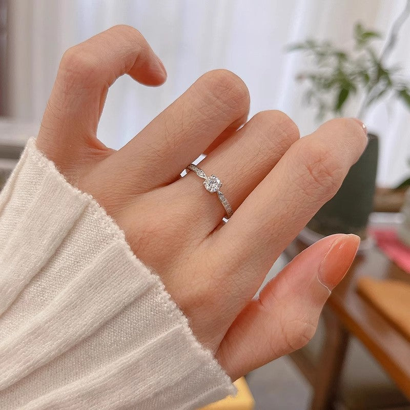 Damen eleganter Zirkonia Solitärring mit filigraner Fassung Shop Nory