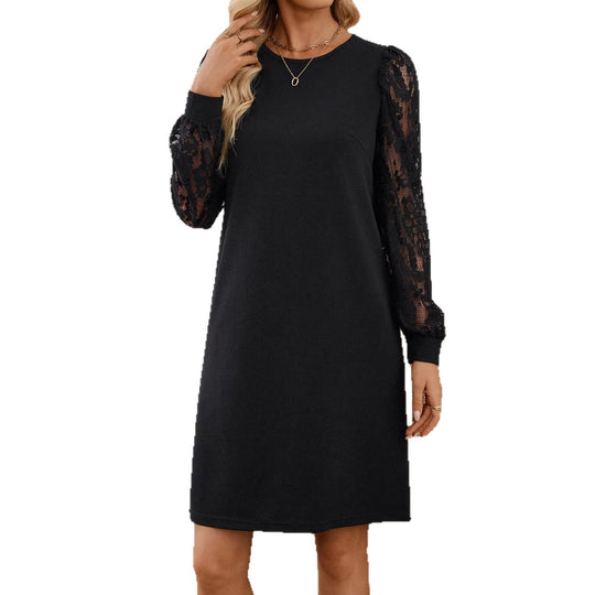 Damen Shiftkleid mit transparenten Spitzenärmeln und leicht taillierter A‑Linie Shop Nory
